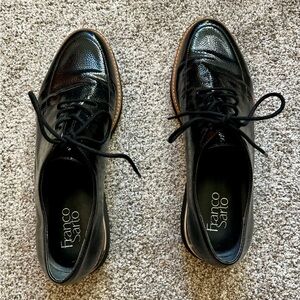 Franco Sarto Women’s Menswear Style Glossy Black Oxfords
